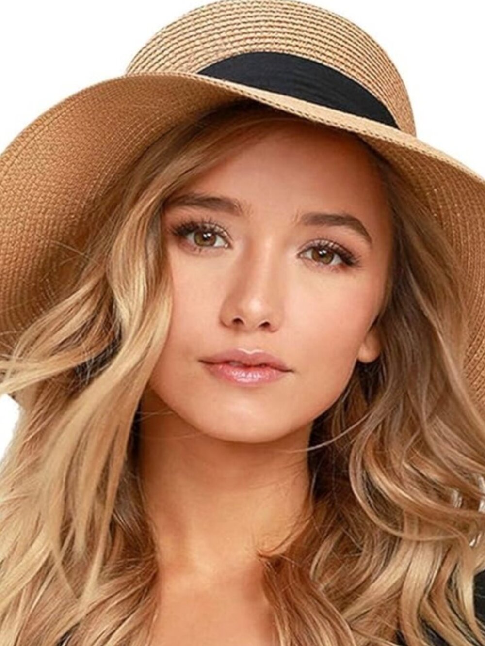 NWT Wide Brimmed Tan Hat With Black Bow
